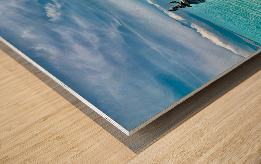 Rock Balancing in Front of the Lake Wood print