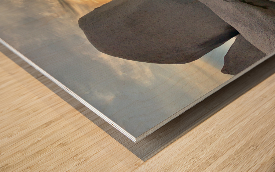 Sunset Over the Rocks Wood print