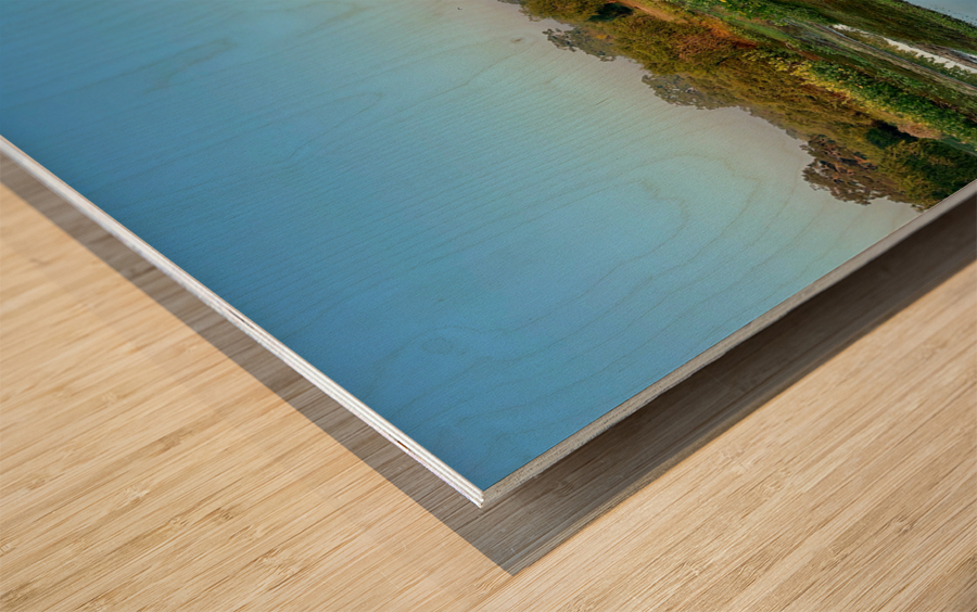 Beatiful Reflection Over Calm Water Wood print