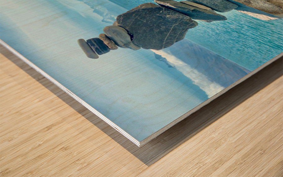 Inukshuk in Front of the Lake Wood print