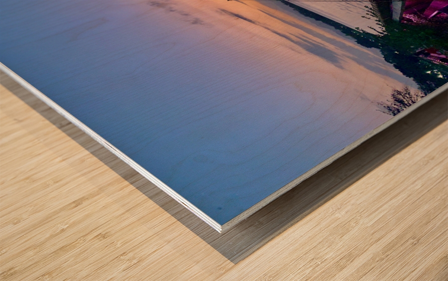 Fishing at Sunset Wood print