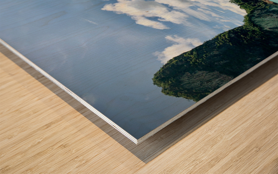 Boat Between Massive Rocks Wood print