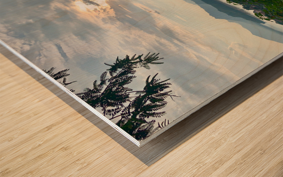 Sunset in Luang Prabang Laos Wood print