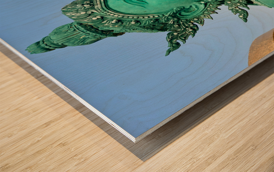 Green Thai Temple Statue Wood print