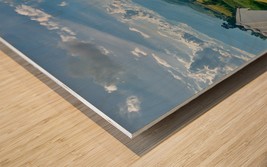 Village in the Rice Fields Wood print