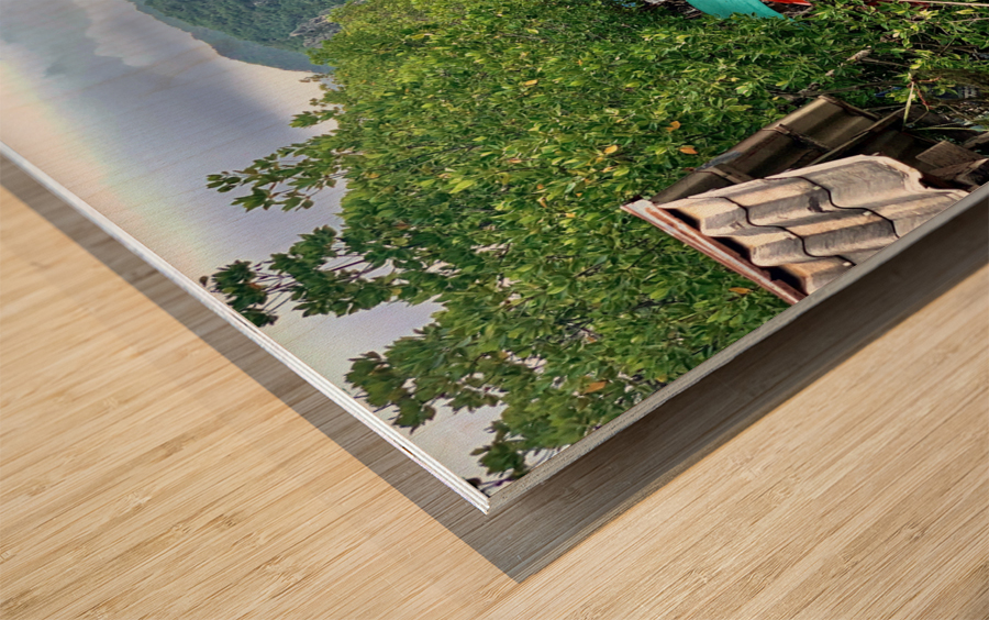 Boats Waiting on the River Wood print