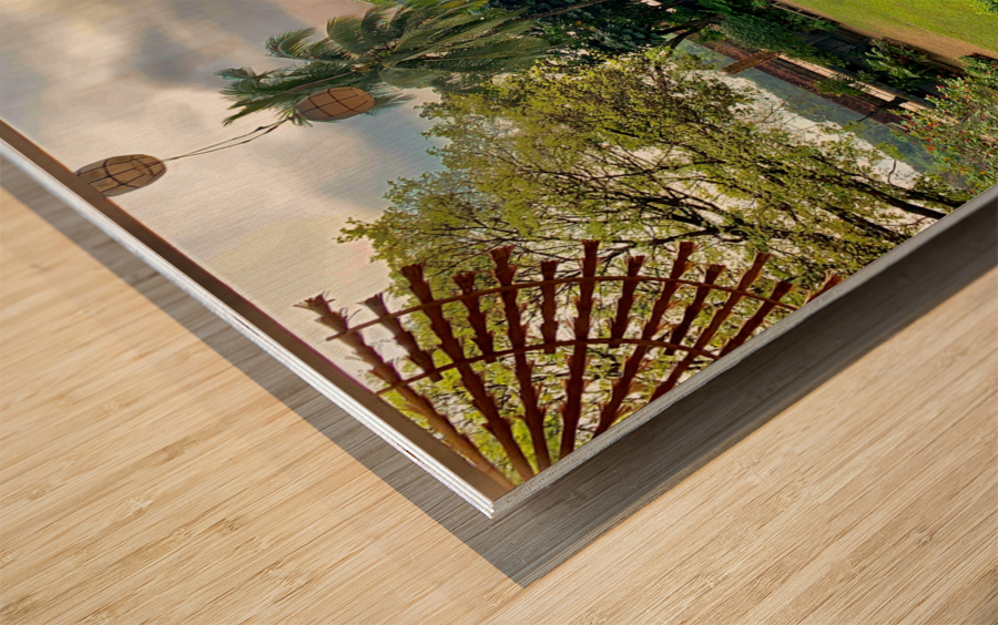 Beautiful Garden from the Balcony Wood print