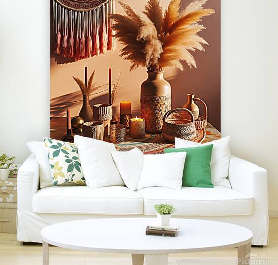 Boho Sunset Pampas Decor – Warm Earth Tone Still Life Wall Art by Pure Prestige