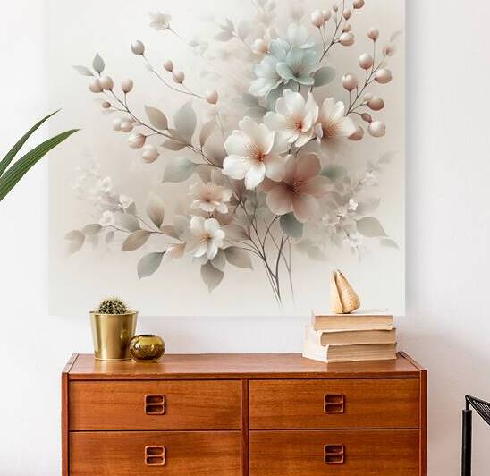 Serene Blossoms: Minimalist Soft Floral Watercolor Composition by Pure Prestige