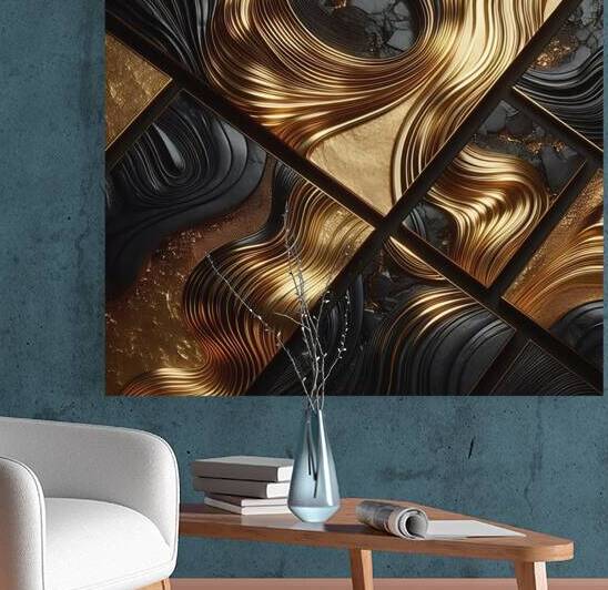 Molten Luxury: Abstract Liquid Gold and Fractured Black Marble by Pure Prestige