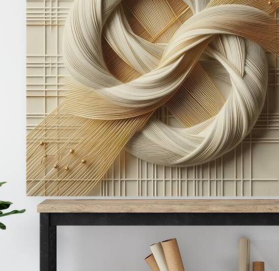 Woven Elegance: Abstract Infinity Knot with Golden Lines by Pure Prestige