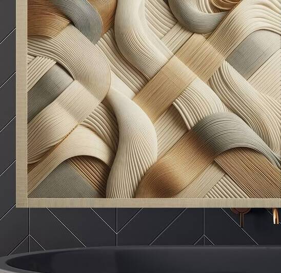 Serene Interweave: Abstract Fabric Flow in Ivory and Gold by Pure Prestige