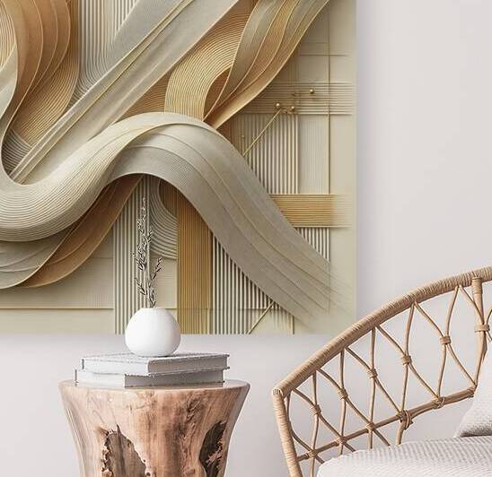 Dynamic Curves: Abstract Woven Fibers on Geometric Grid by Pure Prestige