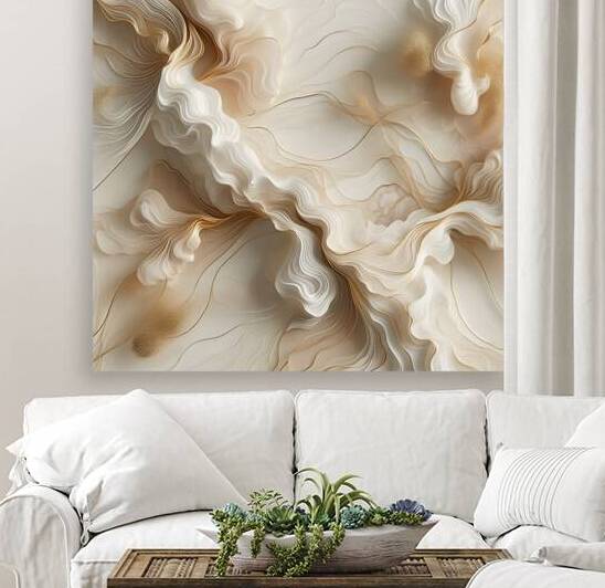 Liquid Marble: Abstract Fluid Ripples in Ivory and Gold by Pure Prestige