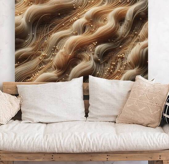 Celestial Fibers & Topographic Flow - 3D Organic Gold and Obsidian Abstract Art by Pure Prestige