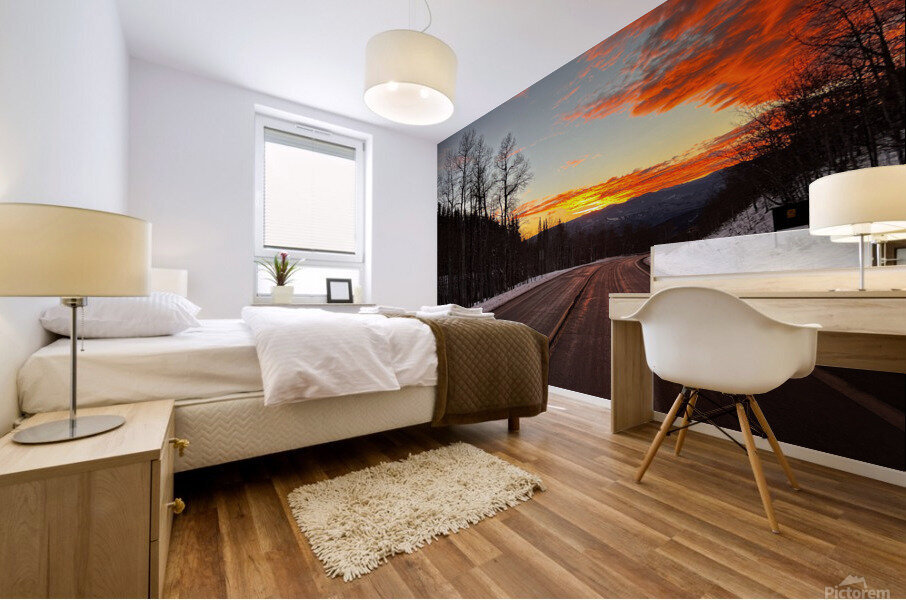 Fire over the hill Mural print