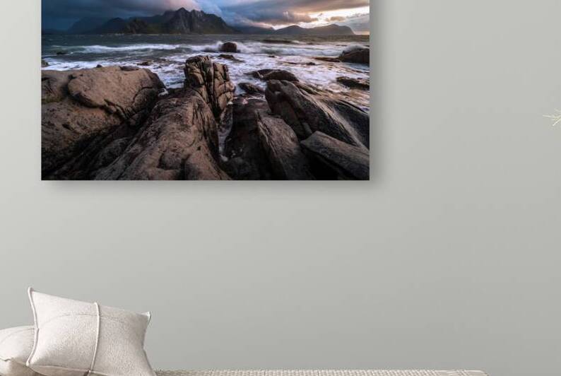 A Rocky Shoreline In Lofoten Norwegen  by MJM Art Gallery