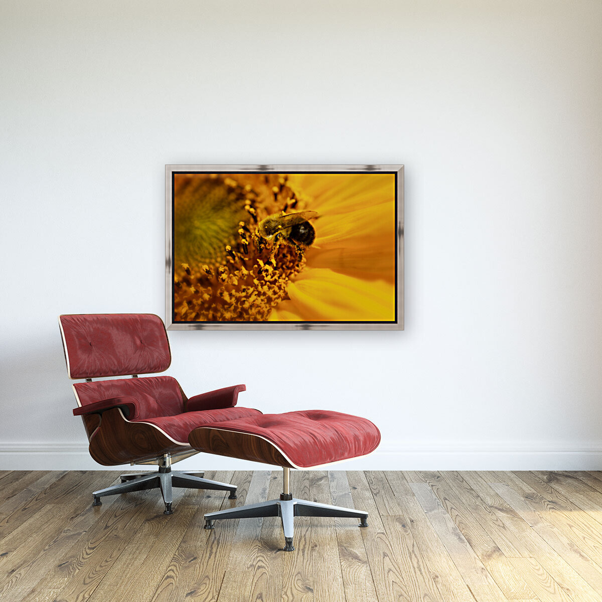 Bee into sunflower Reproduction