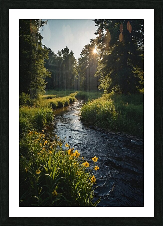 summer folest brook Picture Frame print