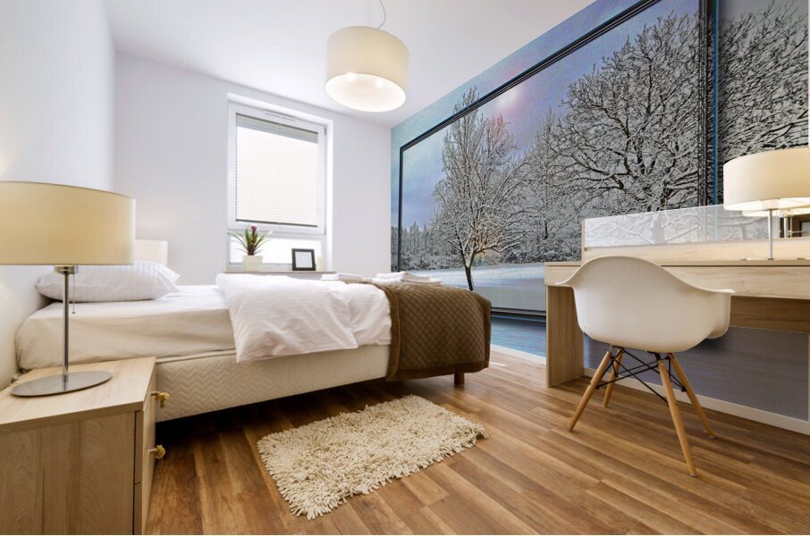 Two Winter Trees Version 2  Mural print