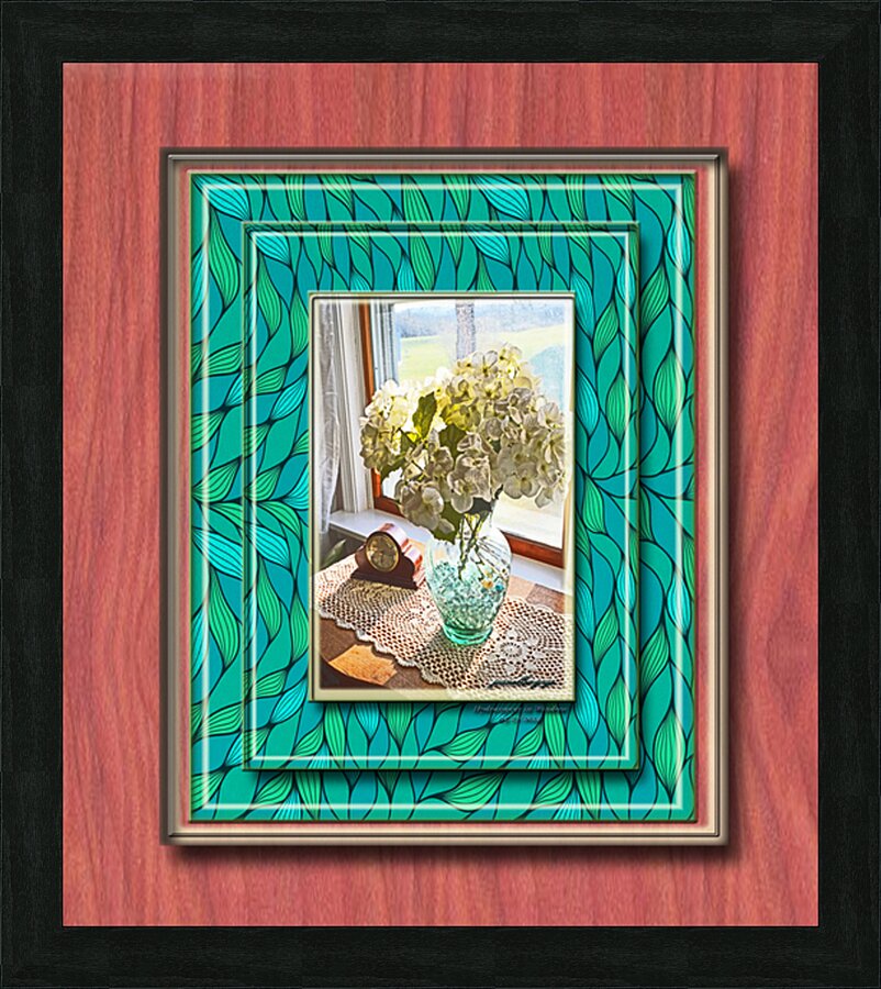 Hydrangeas in Window TF 14 x 16 Picture Frame print