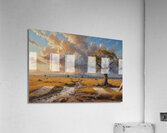 Lone Tree in a Golden Landscape at Sunset Acrylic Print