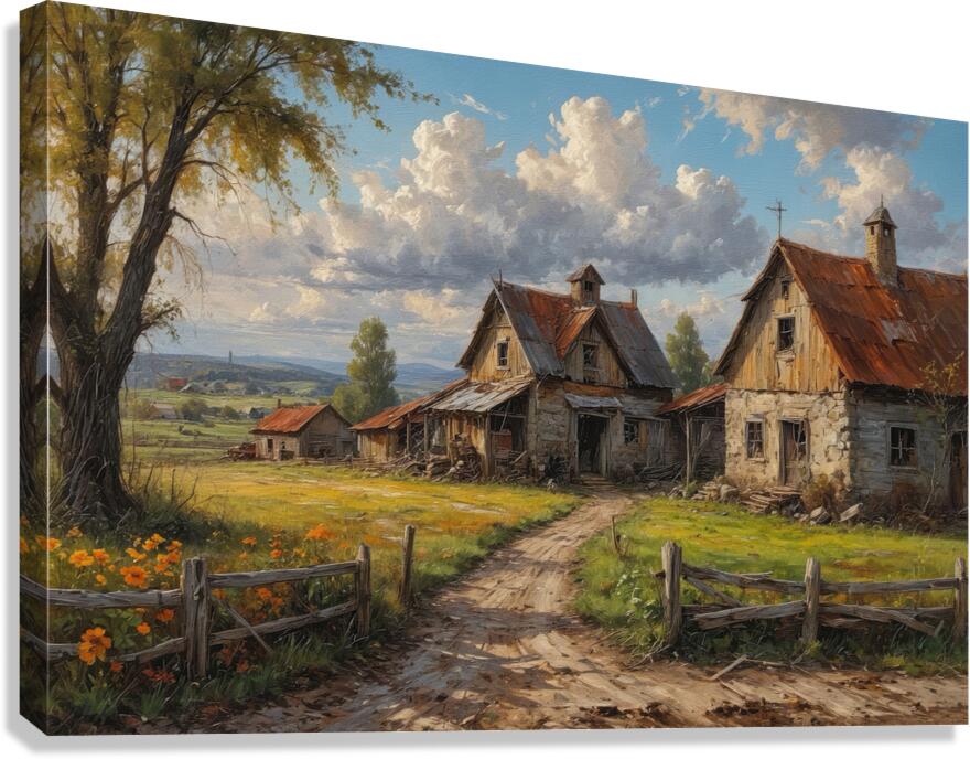 Charming Rustic Countryside Landscape Canvas Print