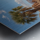 Serene Desert Landscape with Palm Trees and Stream Metal print