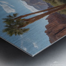 Serene Desert Landscape with Stream and Palm Trees Metal print