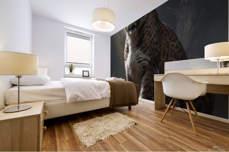 Majestic Leopard in Forest Light Mural print