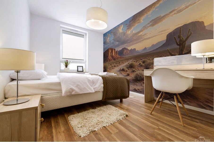 Desert Landscape at Sunset Mural print