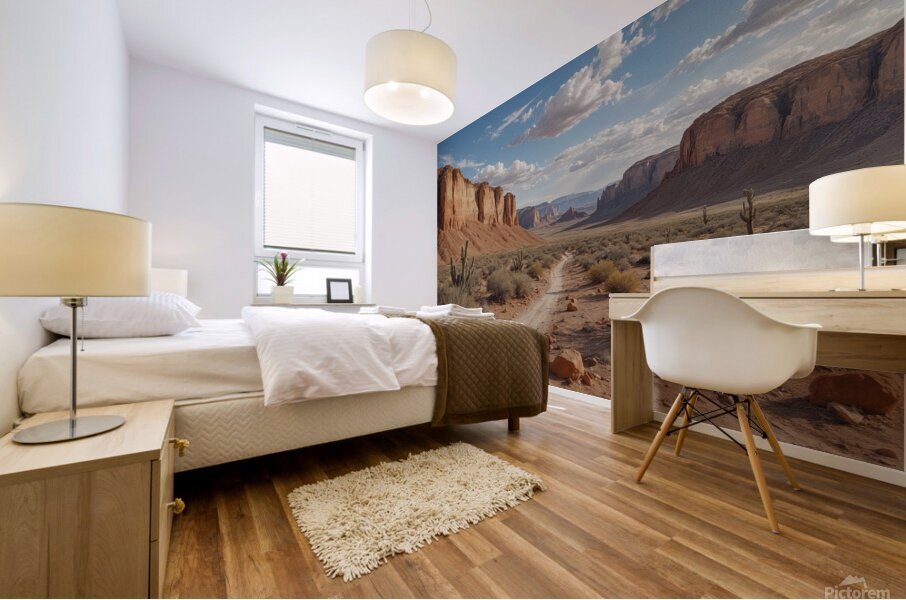 Winding Path Through Desert Landscape Mural print
