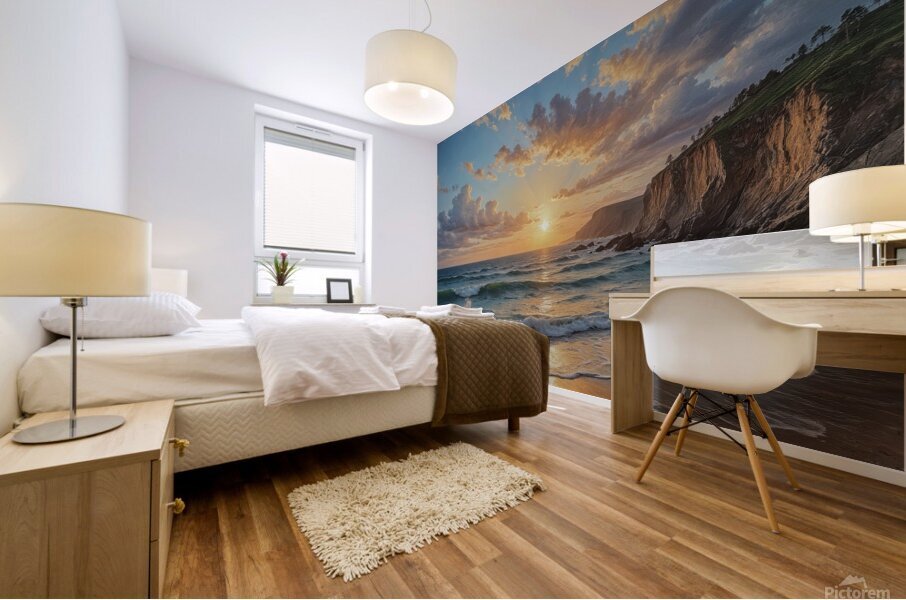 Breathtaking Sunset Over Ocean Waves Mural print
