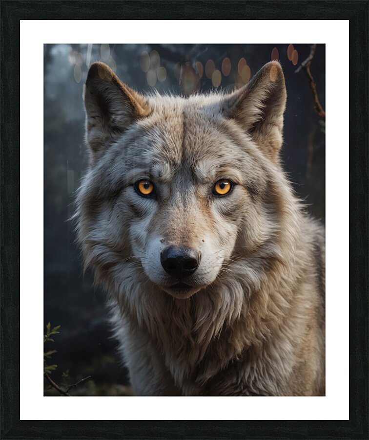 Majestic Wolf Portrait with Golden Eyes Picture Frame print