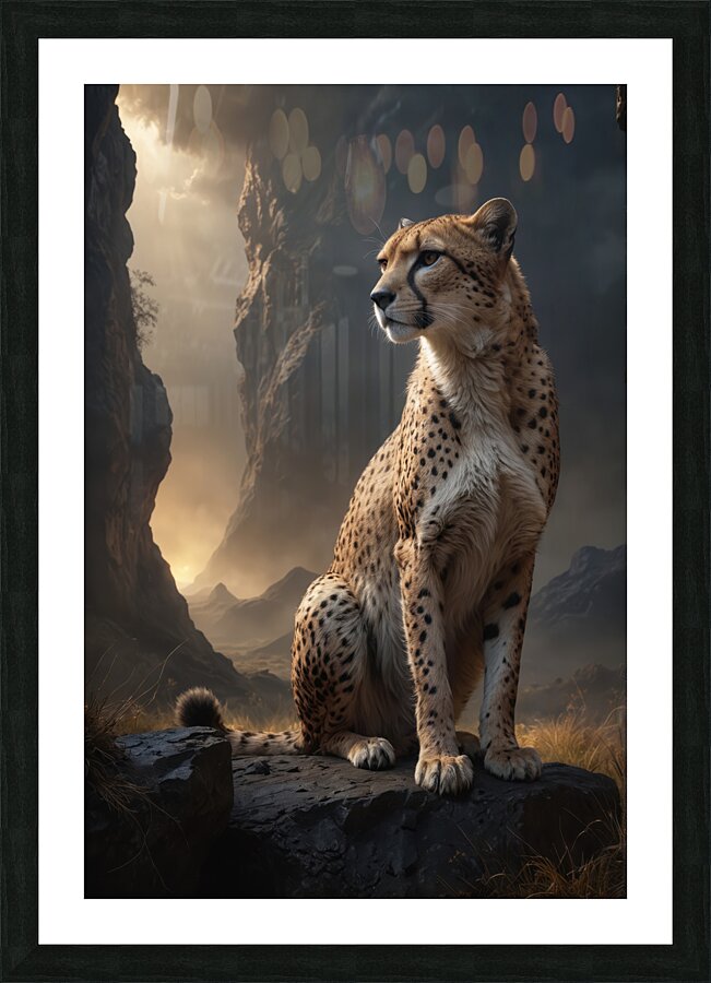 Majestic Cheetah in Dramatic Landscape Picture Frame print