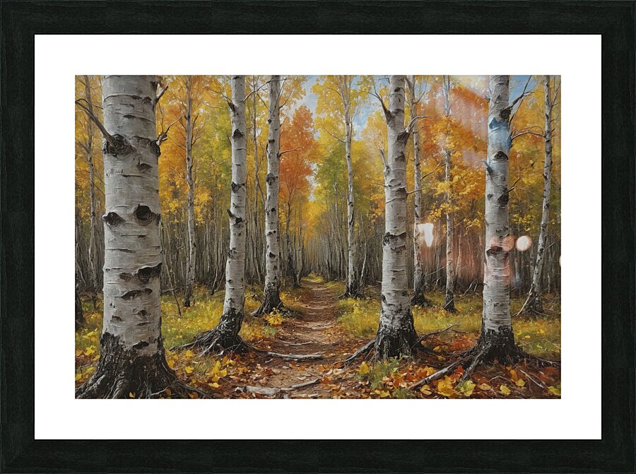 Autumn Birch Forest Path Picture Frame print