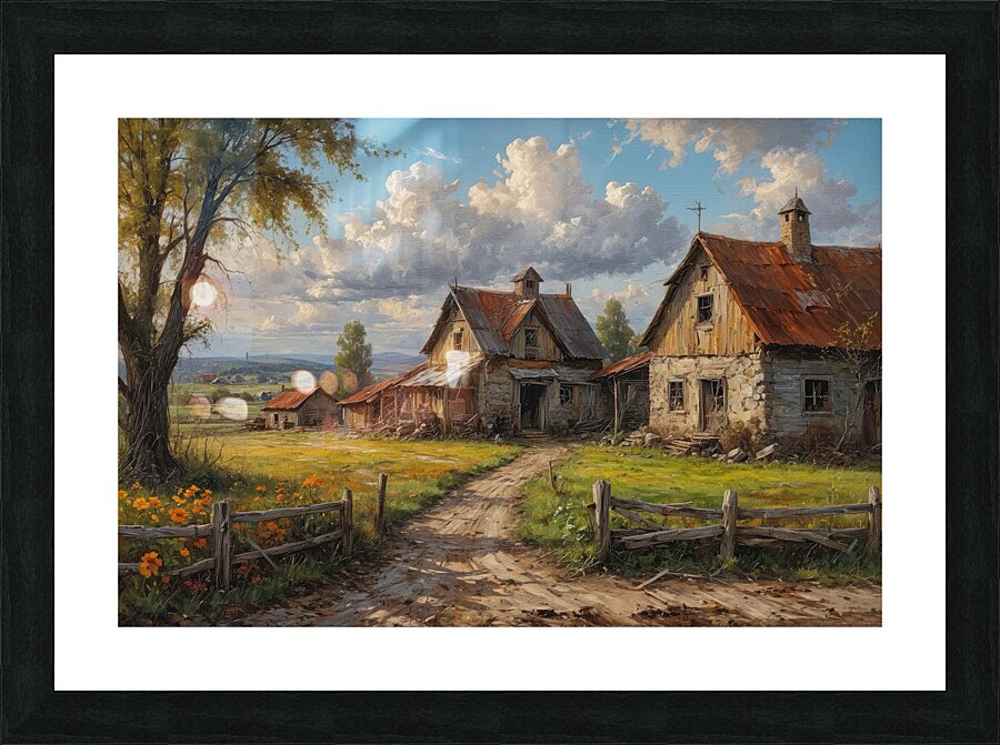 Charming Rustic Countryside Landscape Picture Frame print
