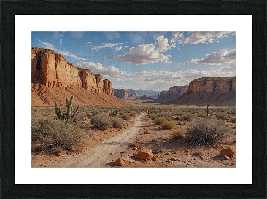 Winding Path Through Desert Landscape Picture Frame print