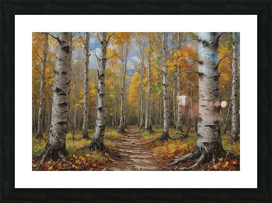 Autumn Birch Forest Path Picture Frame print