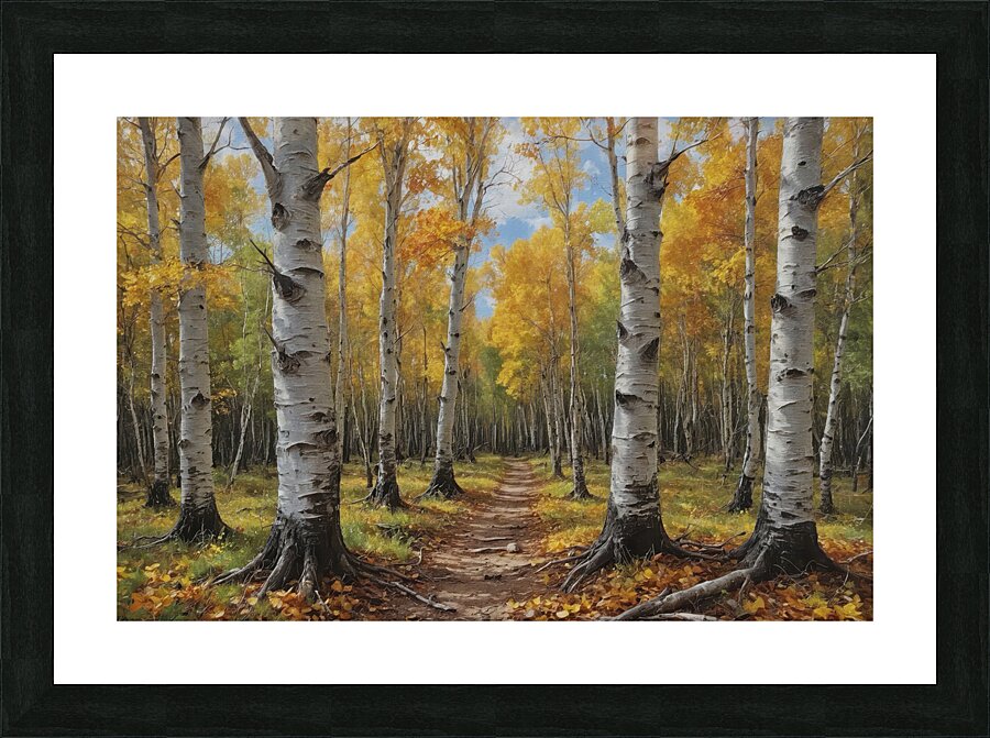 Autumn Birch Forest Path Picture Frame print