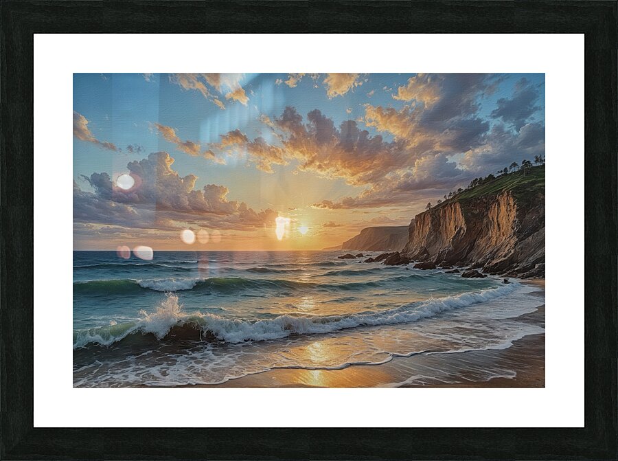 Breathtaking Sunset Over Ocean Waves Picture Frame print