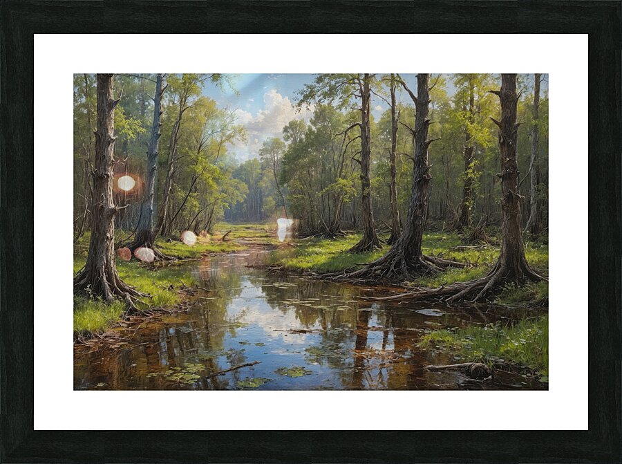 Tranquil Swamp Landscape with Reflections Picture Frame print