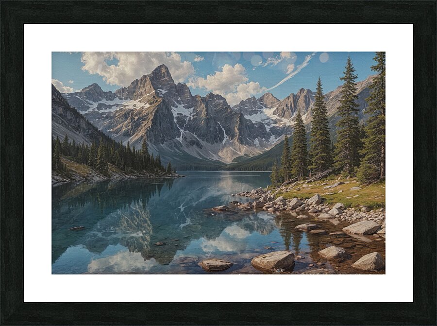 Tranquil Mountain Lake Reflection Picture Frame print