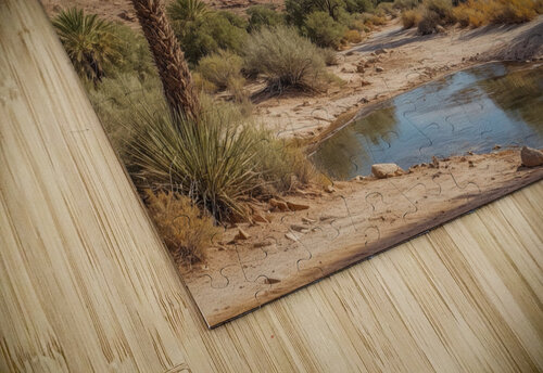 Serene Desert Landscape with Palm Trees and Stream Wildscape Creations puzzle