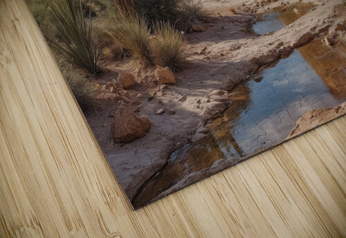 Serene Desert Landscape with Stream and Palm Trees Wildscape Creations puzzle