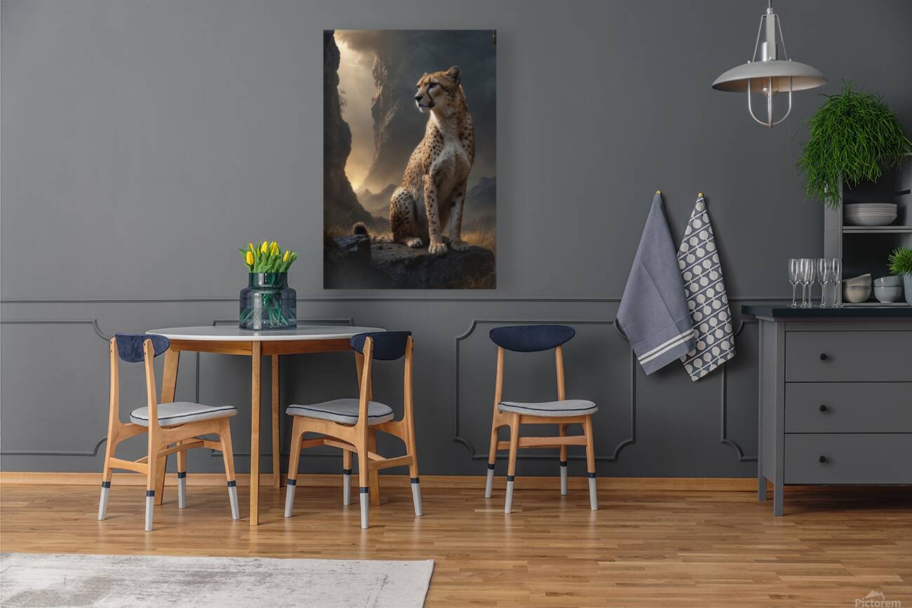 Majestic Cheetah in Dramatic Landscape Reproduction