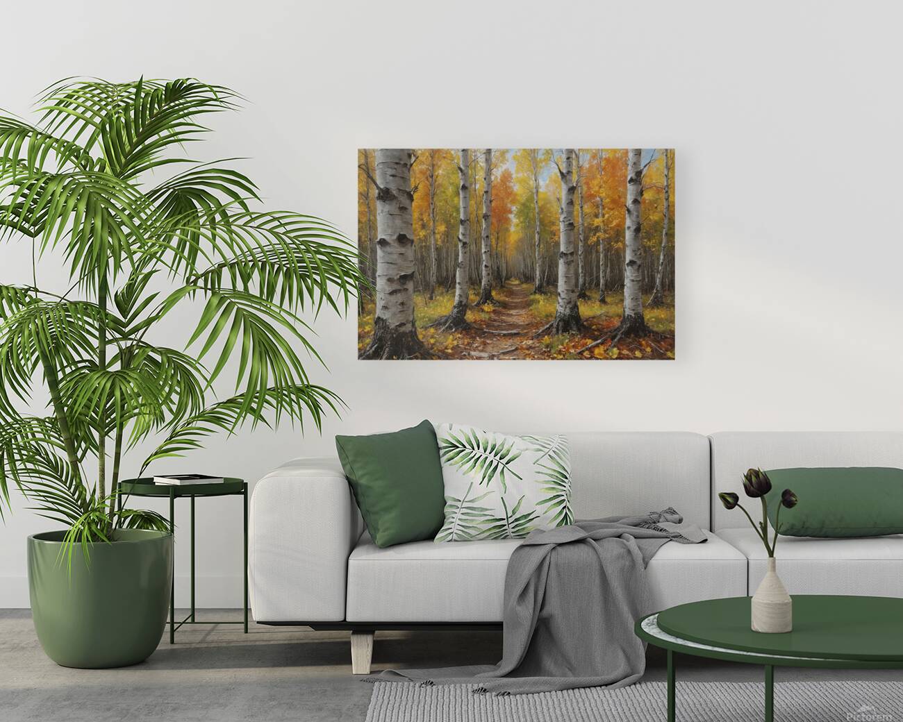 Autumn Birch Forest Path Reproduction