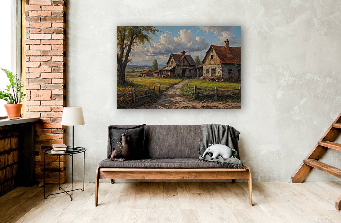 Charming Rustic Countryside Landscape Reproduction