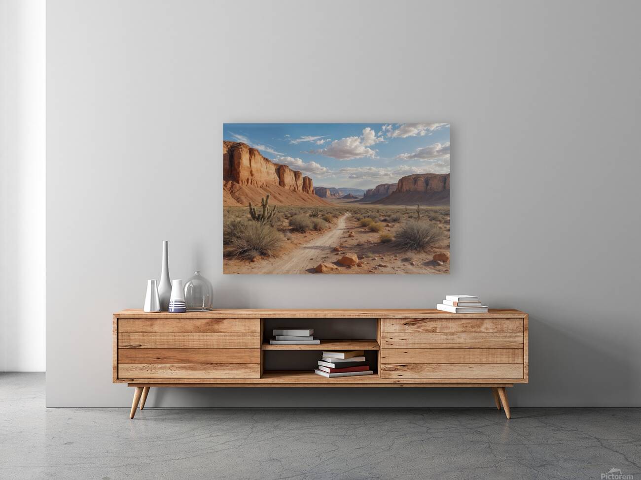 Winding Path Through Desert Landscape Reproduction