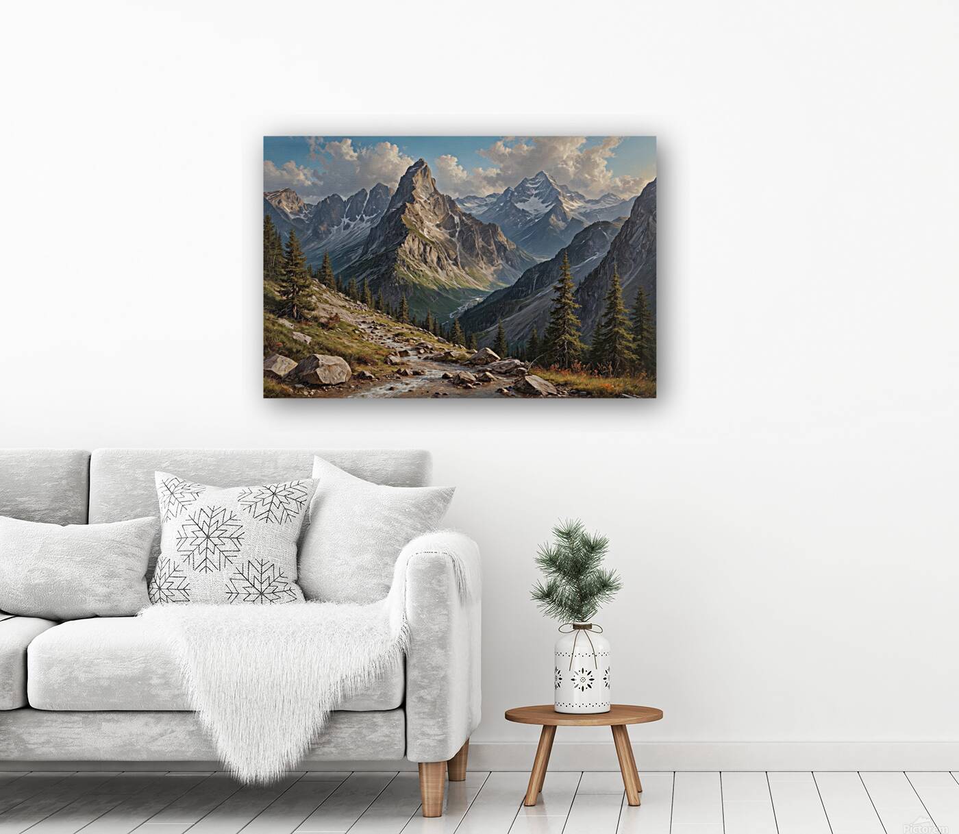 Majestic Mountain Landscape with Stream Reproduction